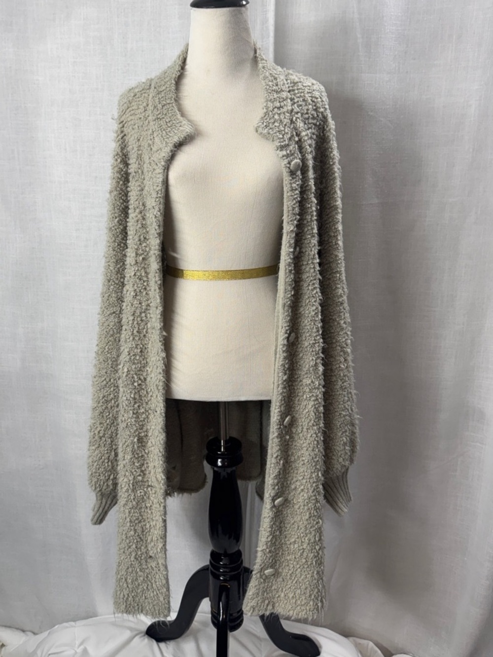 Wildfox Couture White Label Chunky Teddy Knit Duster Cardigan Heather Oatmeal